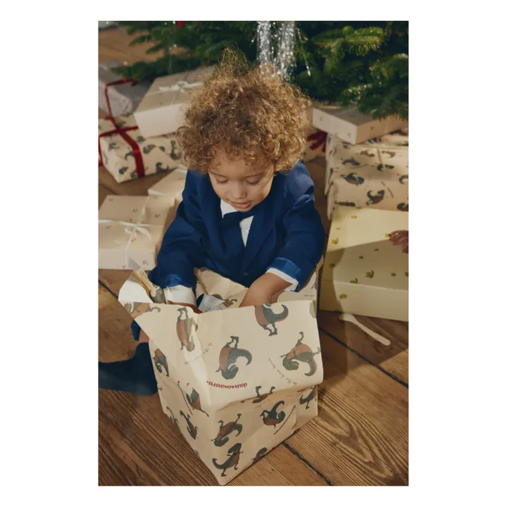 Konges Sløjd Papier cadeau Dansosaurus - 10 mtr | Beige
