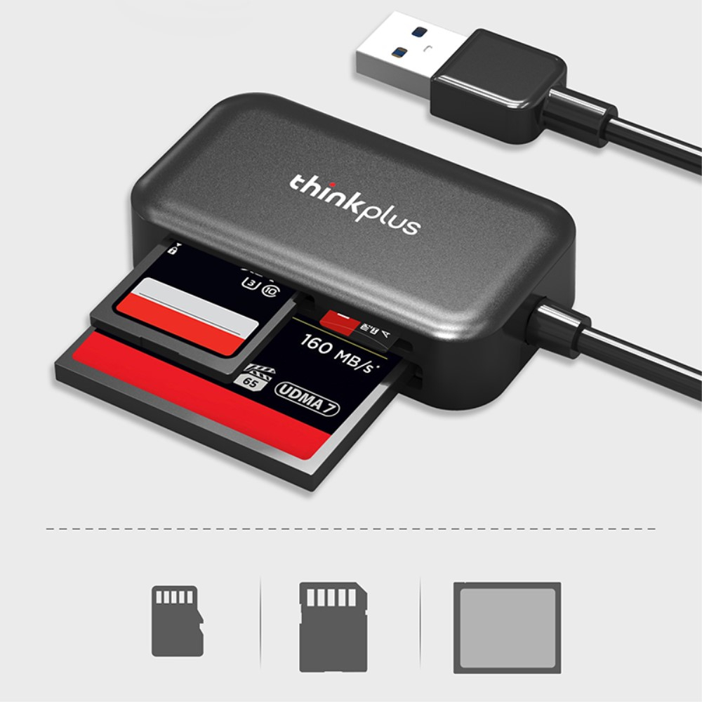 3 in 1 USB 3.0 Kartenlesegerät Card Reader für SD / CF und Micro SD Speicherkarten - Schwarz