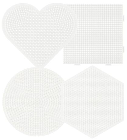 Hama Midi Bügelperlensteckplatten - 4 st. - Kreis/Herz/Quadrat/S