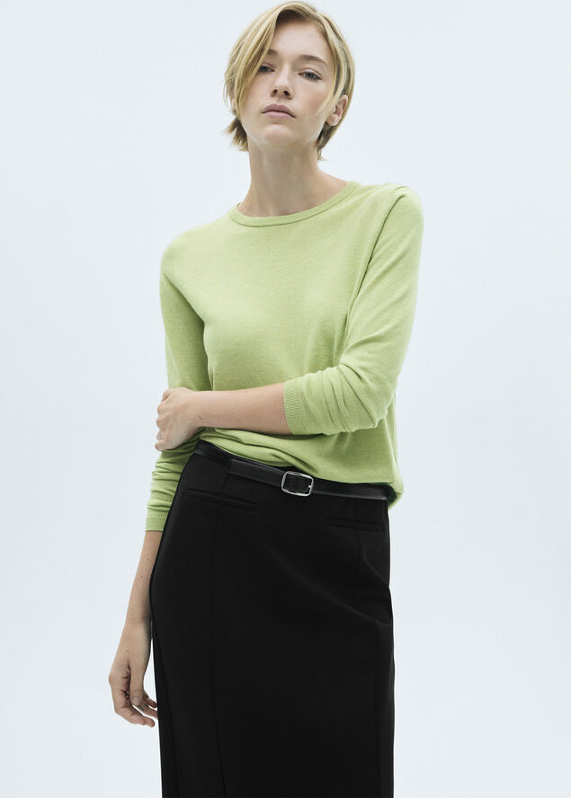 MANGO Fine-knit round-neck sweater Turquoise - aqua