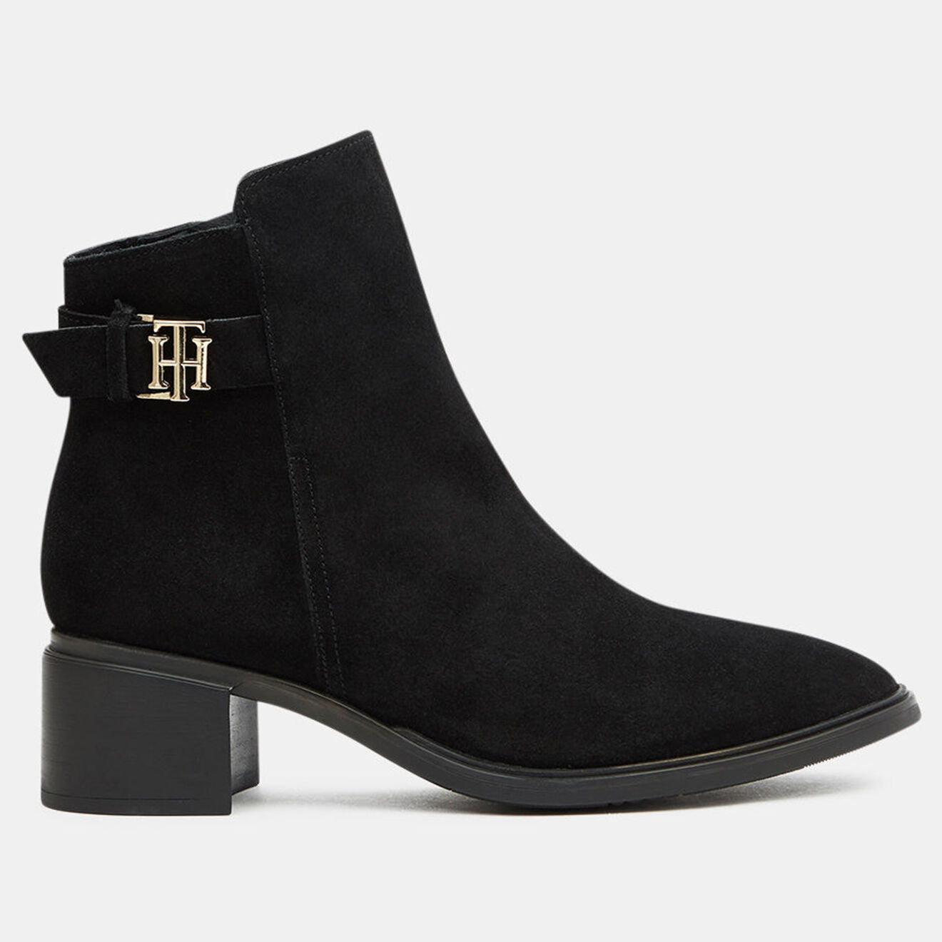 Tommy Hilfiger Bottines en Velours de Cuir Hardware Tl noires - Talon 5 cm