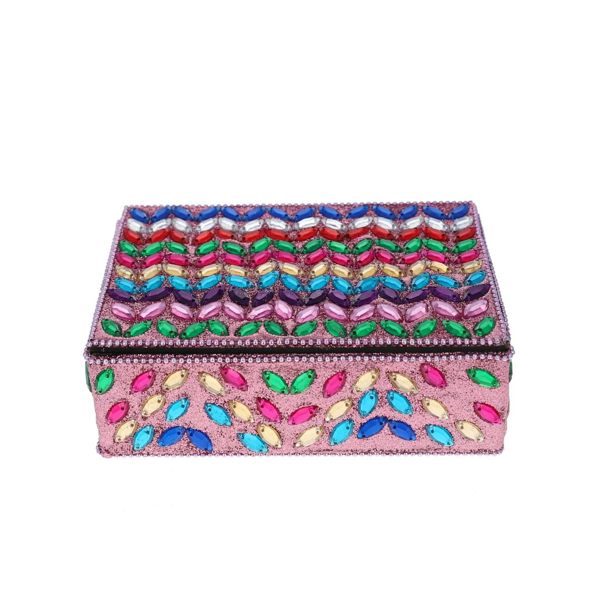 Boîte indienne rectangulaire rose Pondie Chérie