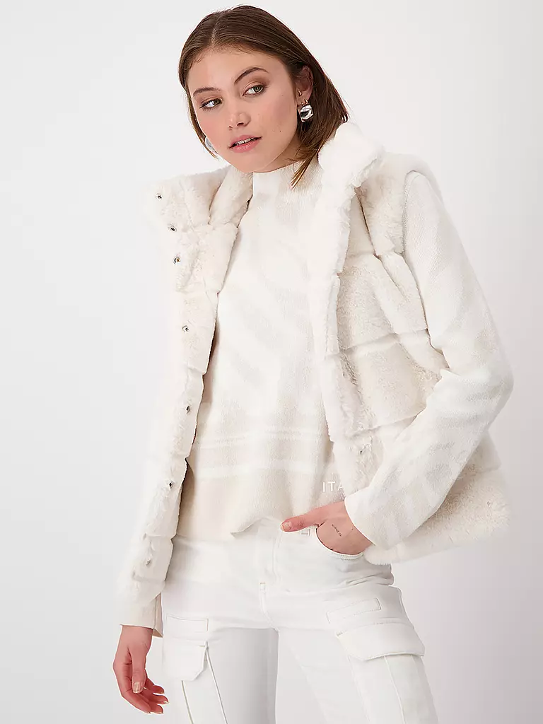 MONARI Gilet in Felloptik beige