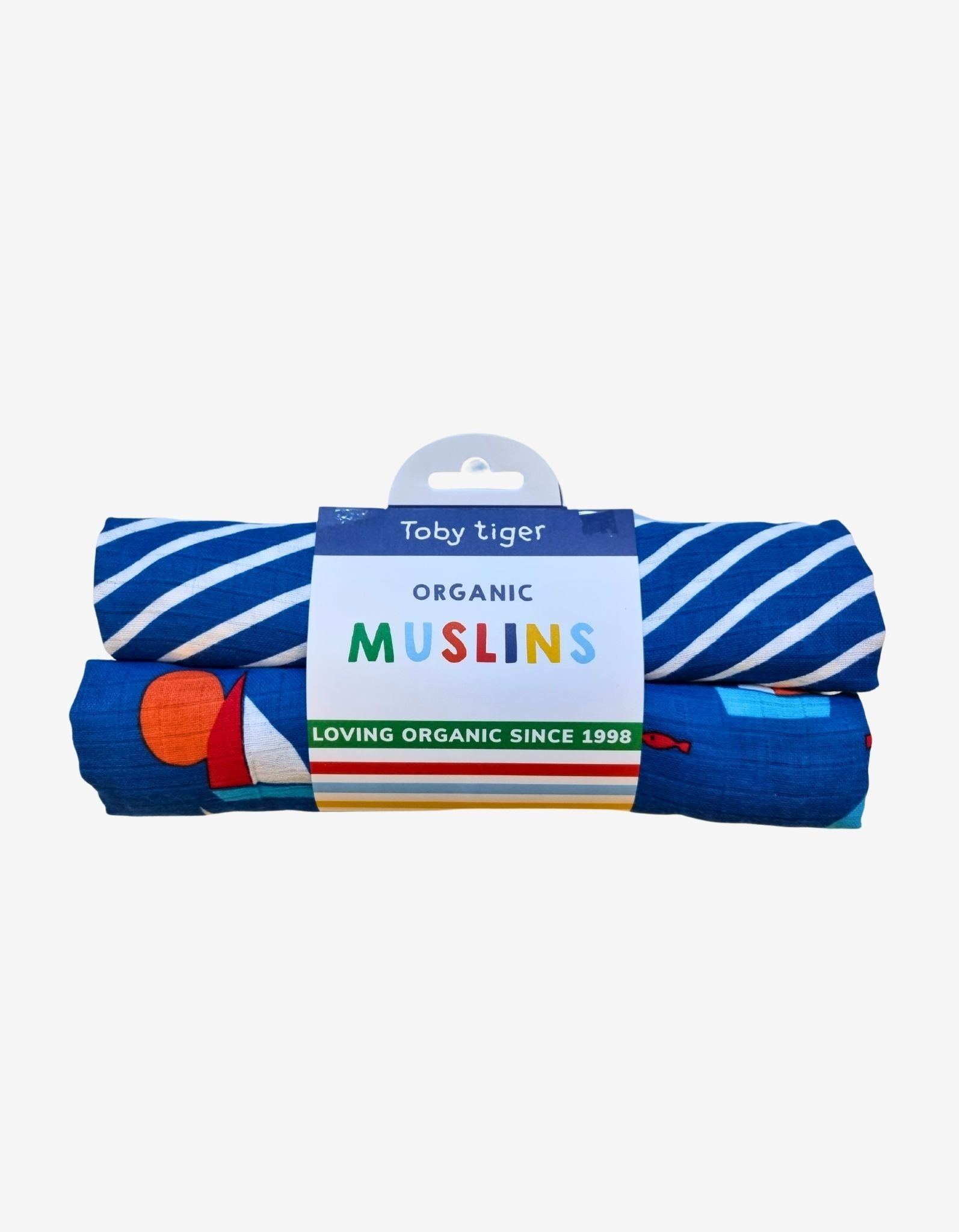 Toby Tiger Mulltücher 2er Pack mit Segelboot Motiv