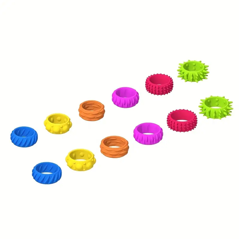 (12er Set) Anti Stress Finger Ring Spiel Sensorisches Fidget Hand Spielzeug - Bunt