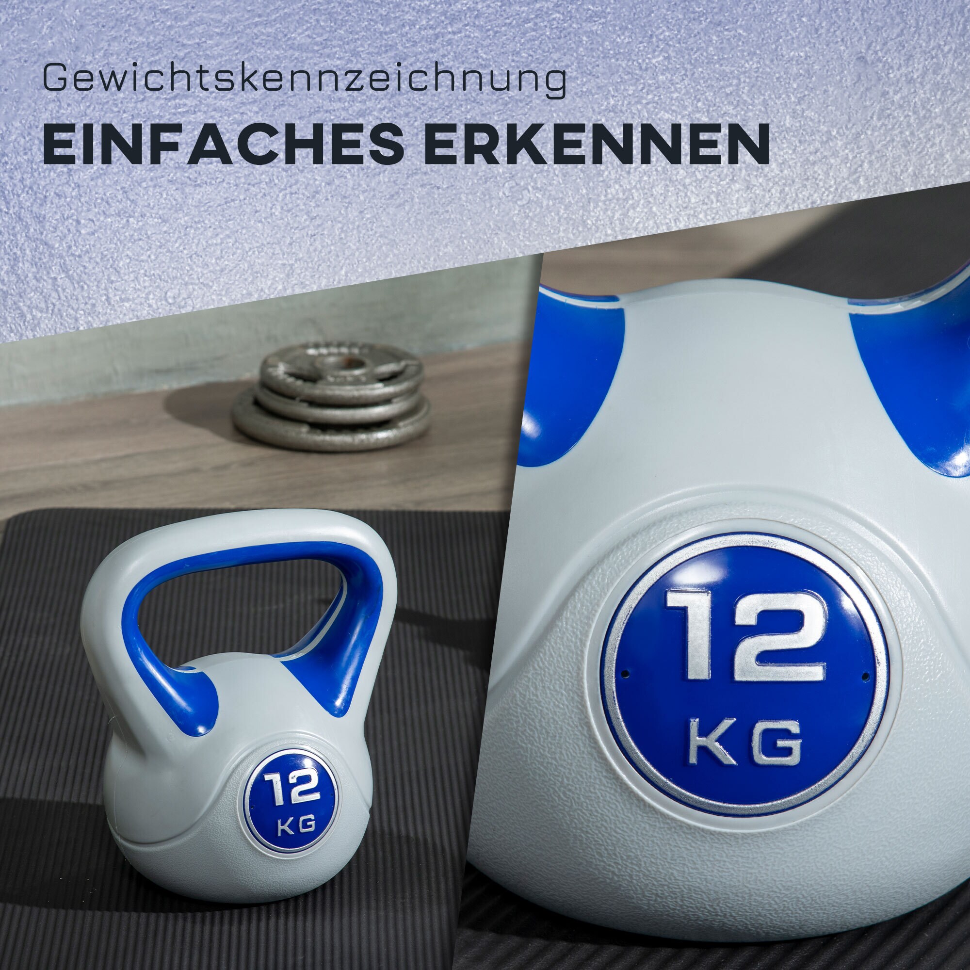 SPORTNOW Kettlebell mit Griff blau 24L x 17B x 28H cm