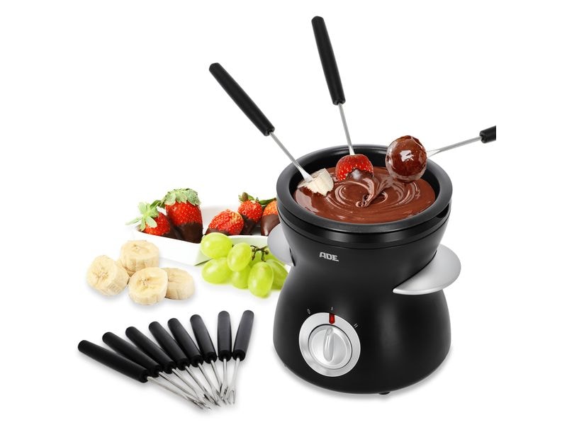 ADE Schokoladenfondue-Set KG2352 10 Teile, Schwarz Elektrisches XL Schokoladenfondue