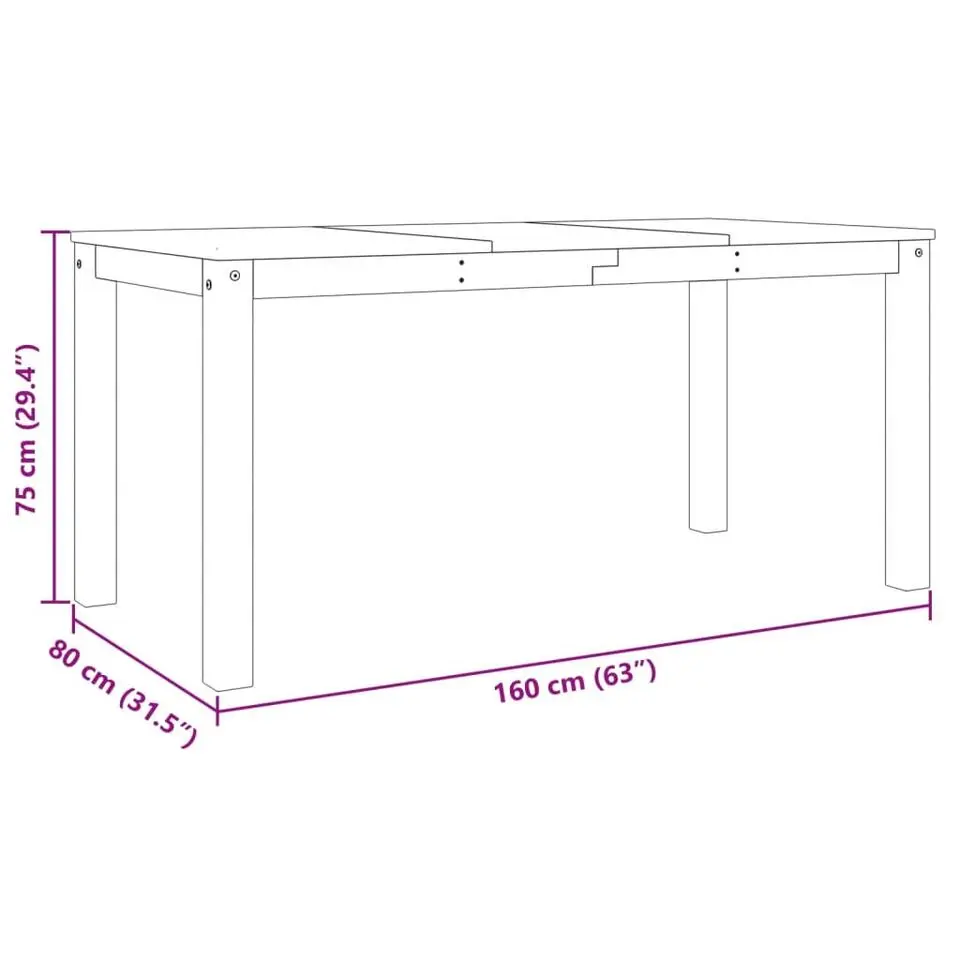 vidaXL Eettafel Panama - Rechthoekige tafel - Wit - Grenenhout - 160x80 cm