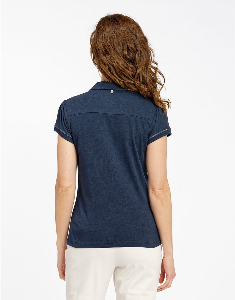 Polo bleu coton modal