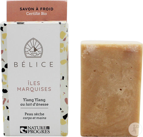 Bélice Îles Marquises Savon À Froid Au Lait D'Ânesse Corps Et Mains Peau Sèche Ylang Ylang Bio 100g
