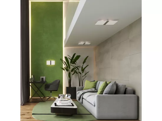Sollux Lighting Azalia Plafonnier décoratif affleurant, blanc, chrome, 2x G9