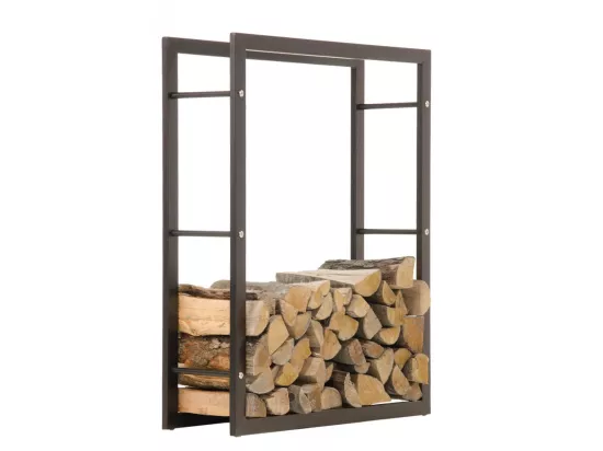 Etagère bois de cheminée - Métal - 80 x 25 x 100cm - Noir-mat - Keri