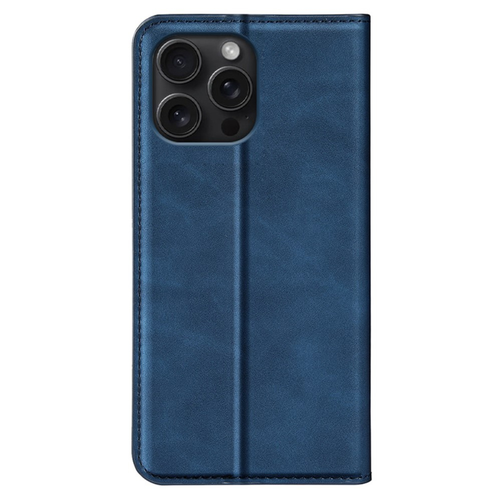 iPhone 16 Pro Max Vintage Leder Tasche Flip Cover Fashion Design - Blau