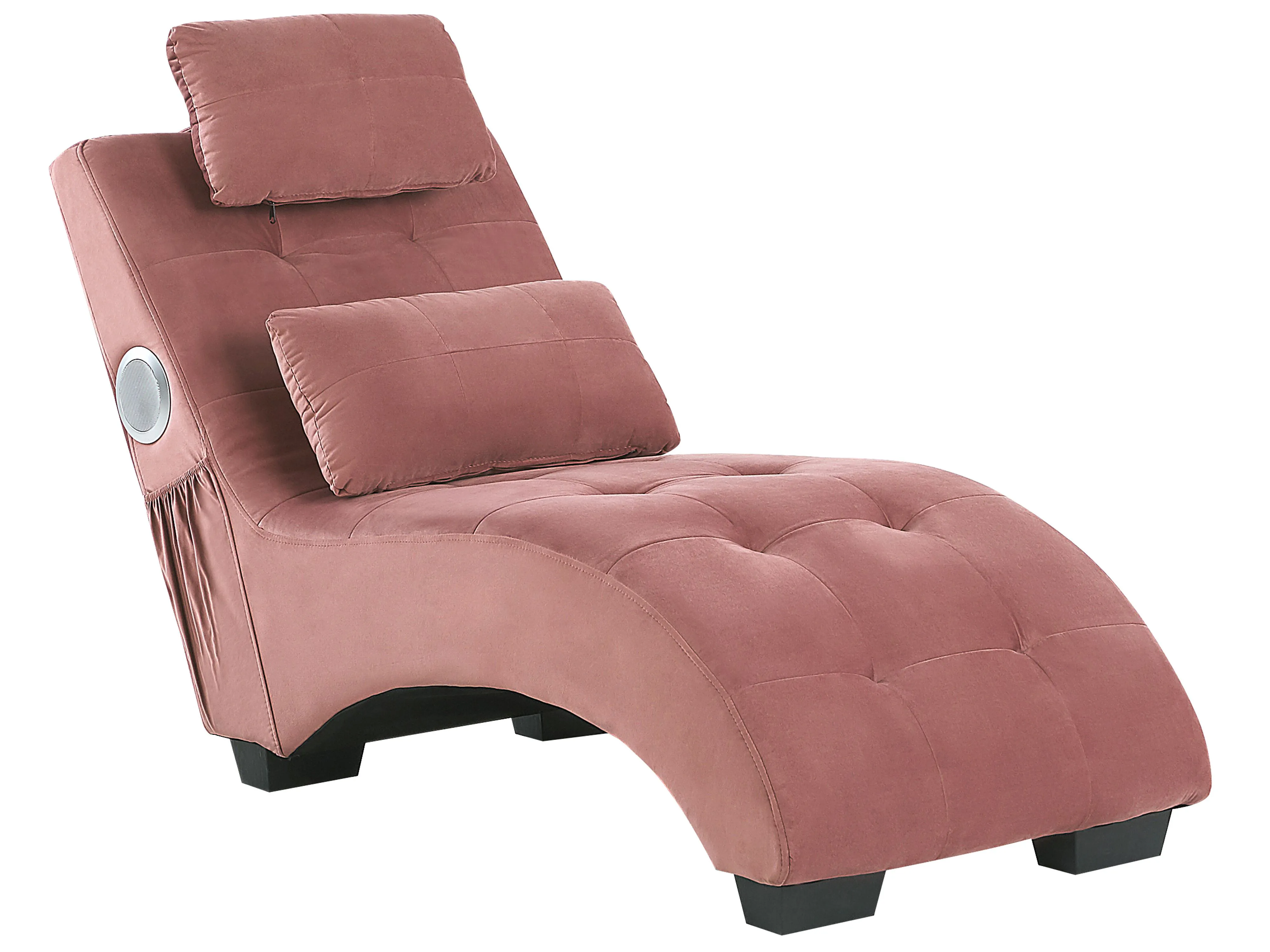 Chaise longue SIMORRE Fluweel Pastelroze met ingebouwde Bluetooth speaker