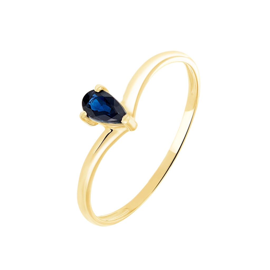 Bague Solitaire Goutte Or Jaune Saphir
