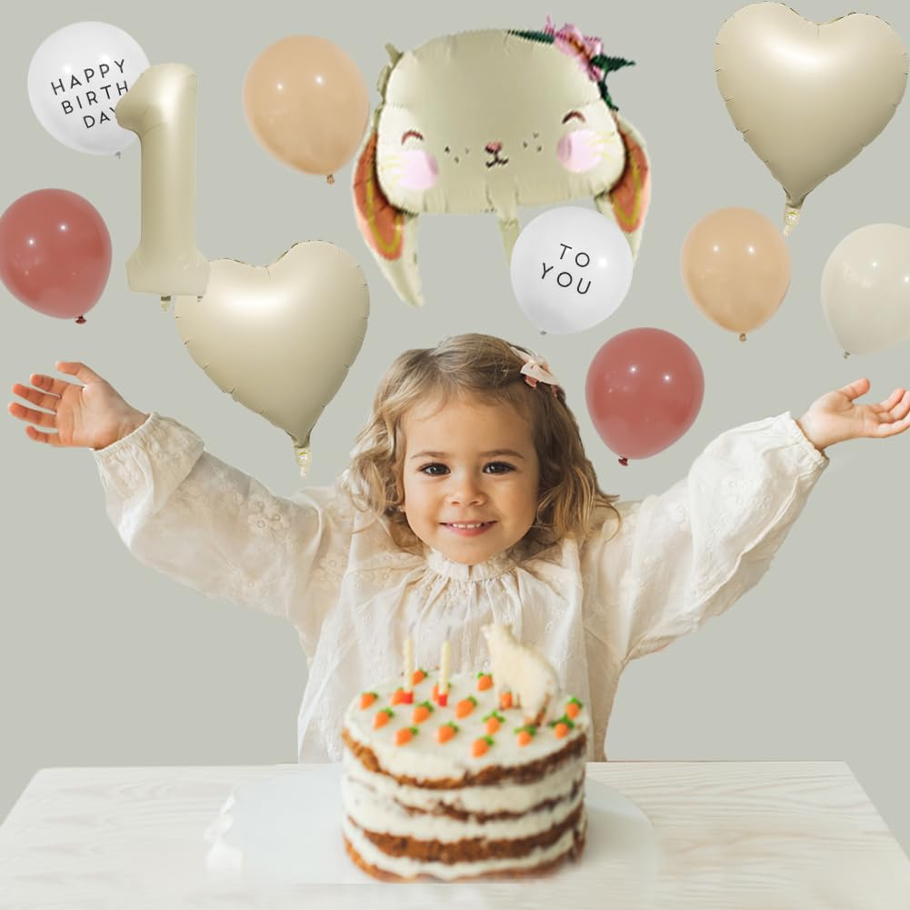 (12-tlg. Set) Zahlen Ballon Kinder Geburtstags Party Folienballon inkl. Latex Luftballons - Zahl 3 / Hase