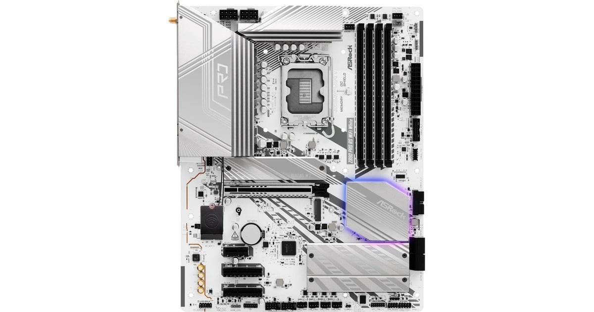 ASRockZ890 Pro RS WiFi White socket 1851 moederbord  (Wit, RAID, 2.5 Gb-LAN, Wi-Fi 6E, BT, Sound, ATX)