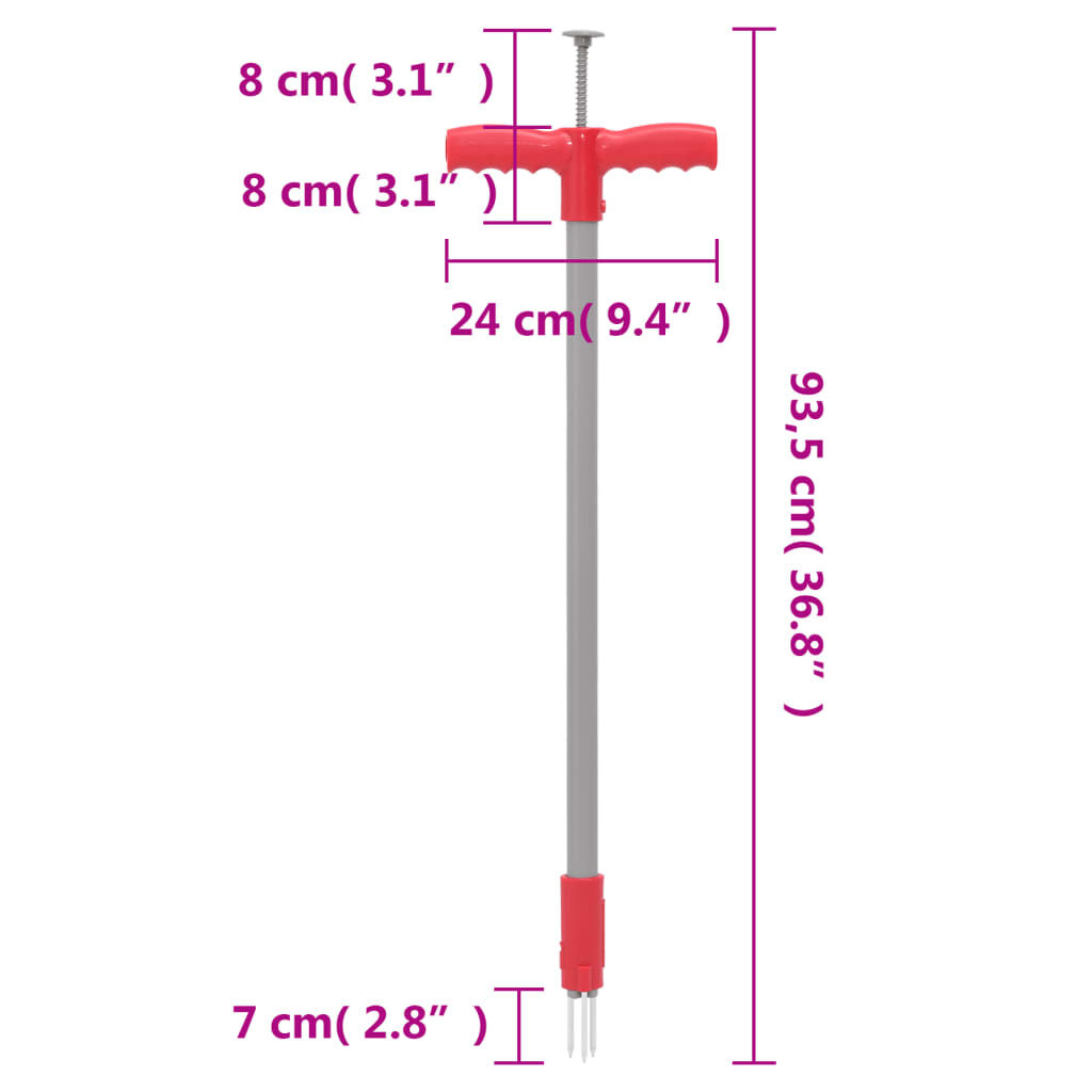 vidaXL Onkruidtrekker Rood/Grijs 93,5 cm Staal