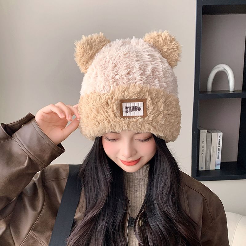 LANWO - Zachte beanie met berenoor