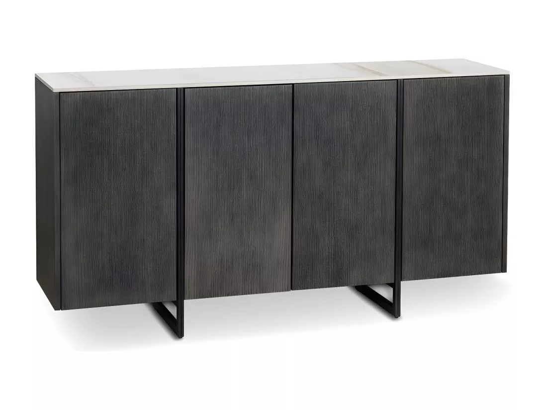 Alpha Buffet 4 portes (160 x 40 x H 85 cm) en céramique gris foncé