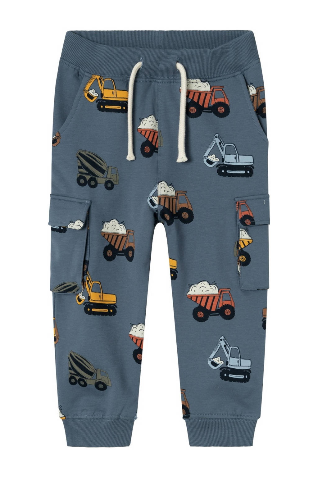 NAME IT regular fit cargobroek NMMNAPPE met all over print grijsblauw