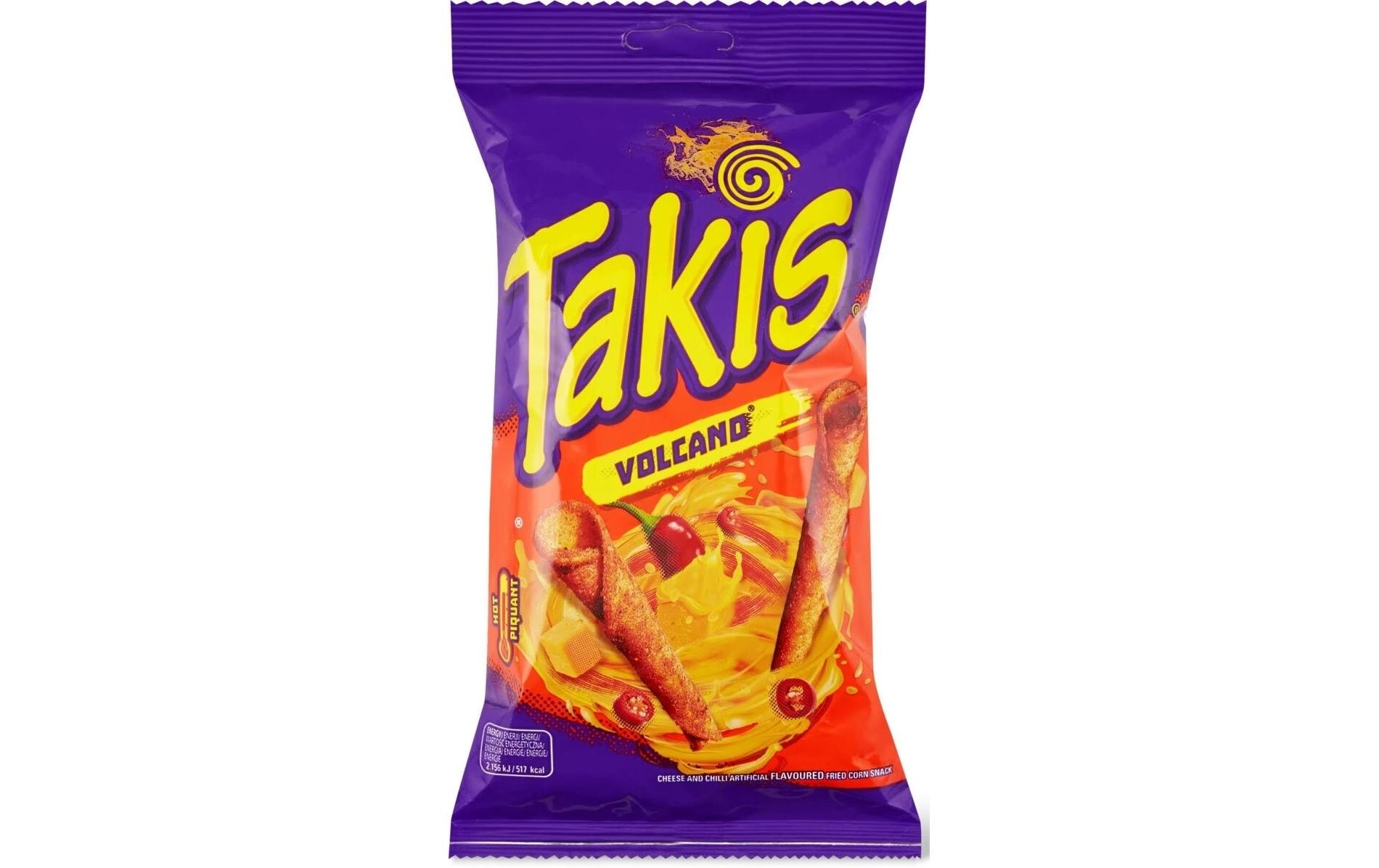 Mais Chips Volcano 100 gGerollter Mais Snack mit Käse- und Chili-Geschmack