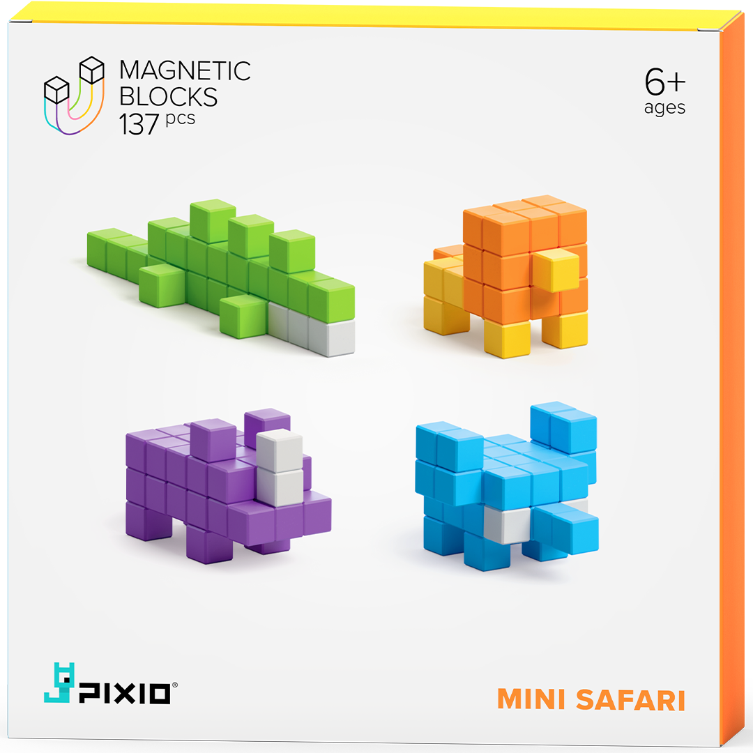 Pixio magnetische blokjes mini safari - 137st