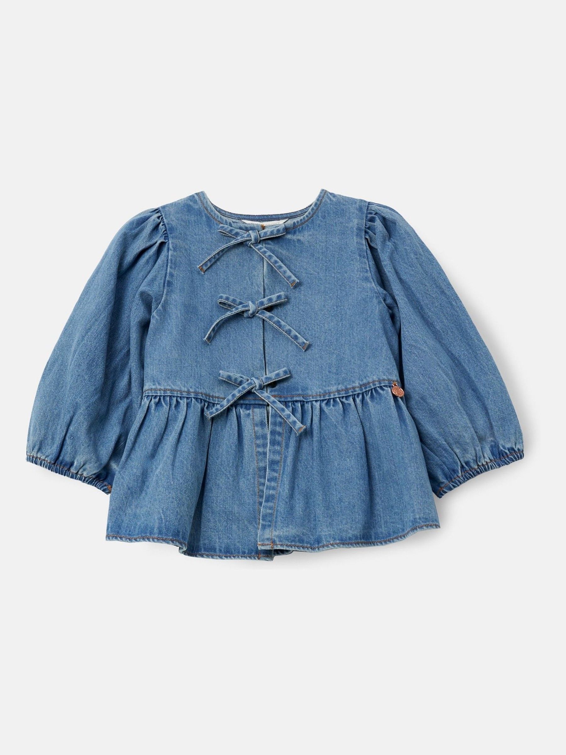 Angel & Rocket Ria Broderie Tie Front Peplum Top