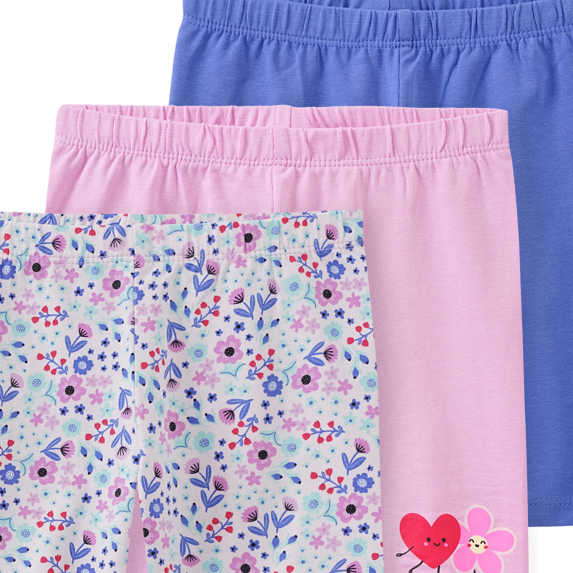 Famy 3 Mädchen Radler mit bunten Motiven helllila / blau / zartrosa