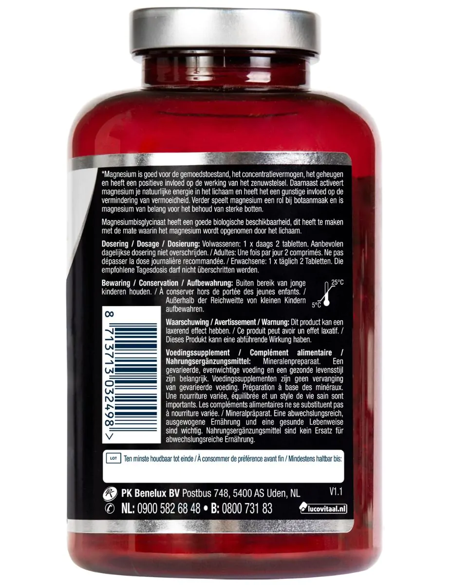 Magnesium 375 mg Bisglycinaat 210 tabletten