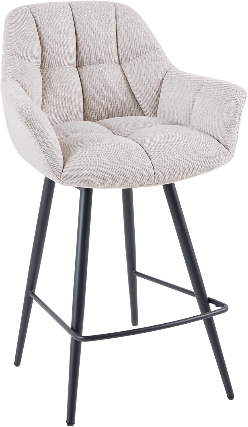 riess.ambiente Drehbarer Barhocker Papillon Champagner beige Samt 180° Barstuhl Küche mit Lehnen Schwarze Metallbeine hoher Stuhl Tresenstuhl Küchenstuhl