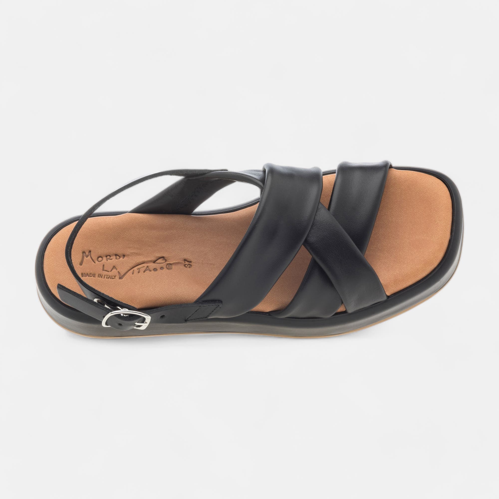 Sandales Femme en cuir noir