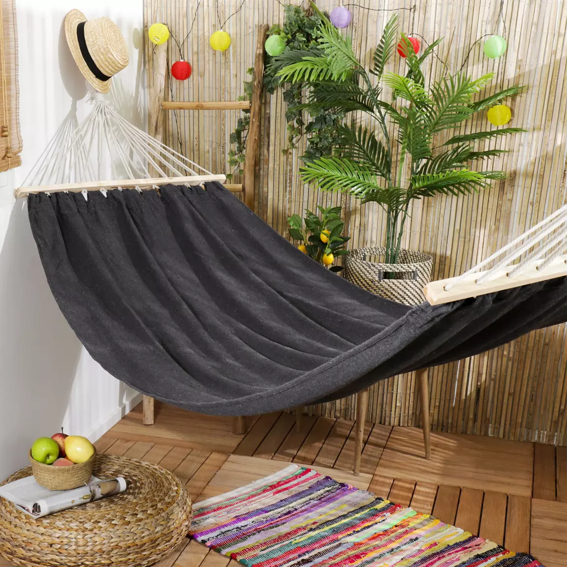 Toile de hamac Nature douce Gris foncé