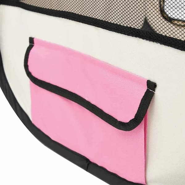 vidaXL Sammenleggbar lekegrind for hunder bæreveske rosa 145x145x61 cm