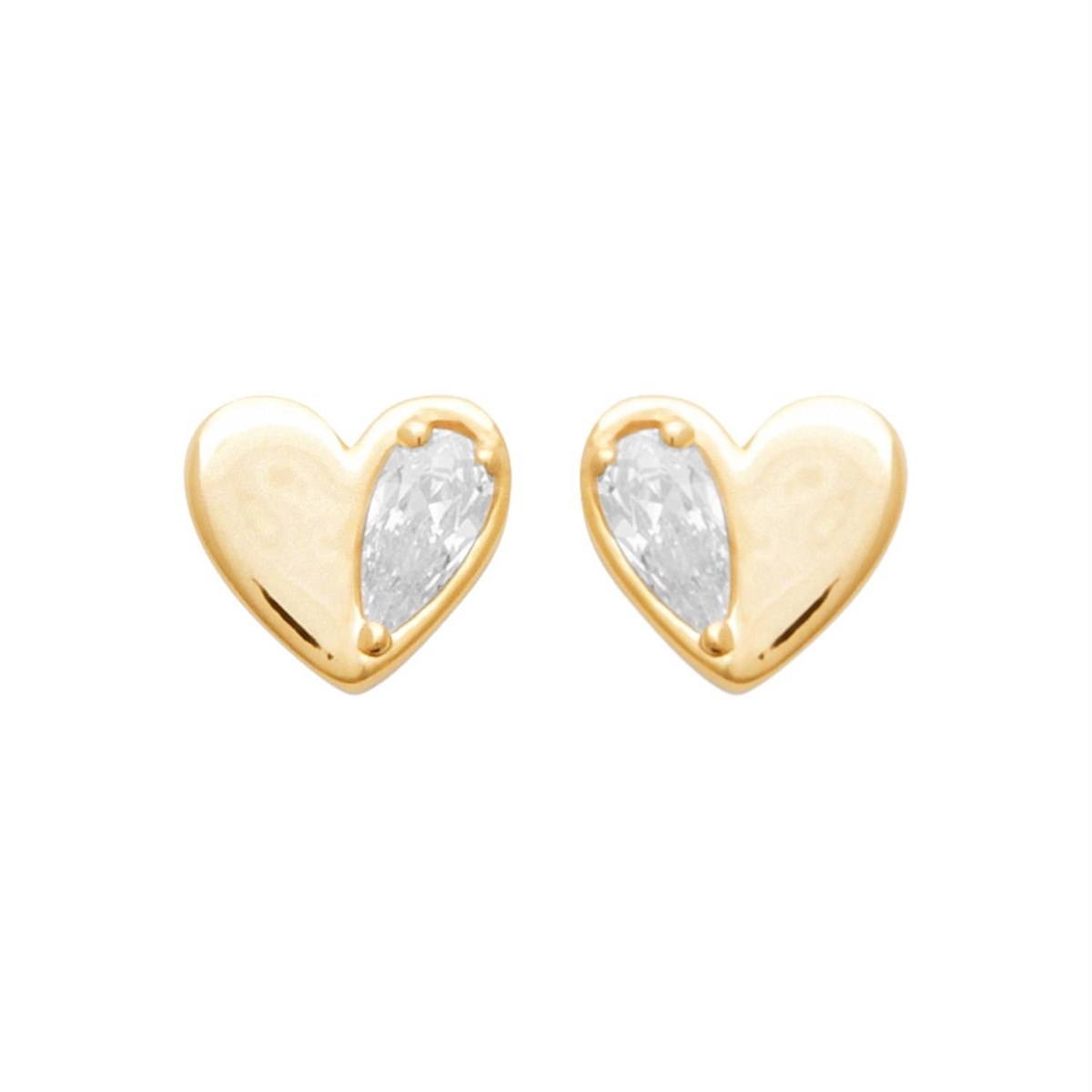 Boucles d'oreilles petit coeur et goutte d'oxyde de zirconium Plaqué OR 750 3 microns