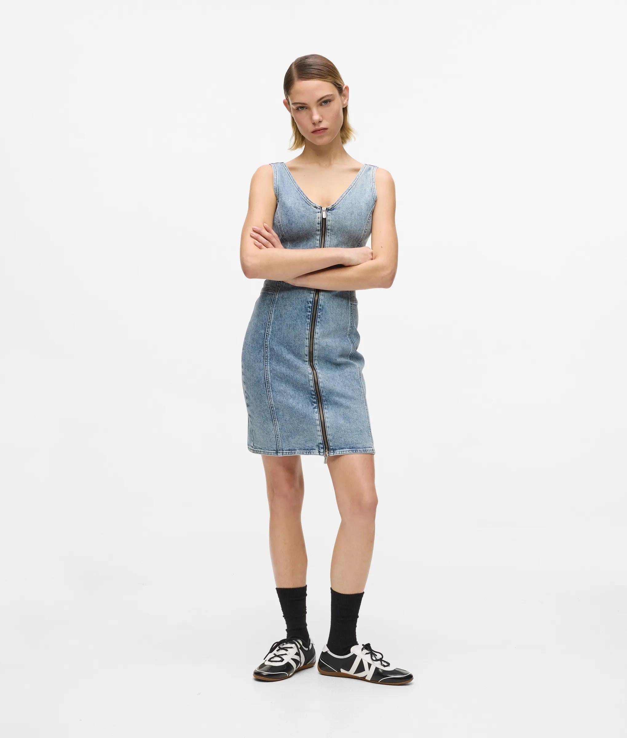 V-hals denim Jurk