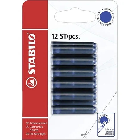 Tintenpatronen zum Nachfüllen - STABILO Refill - 12er Pack - blau (löschbar)
