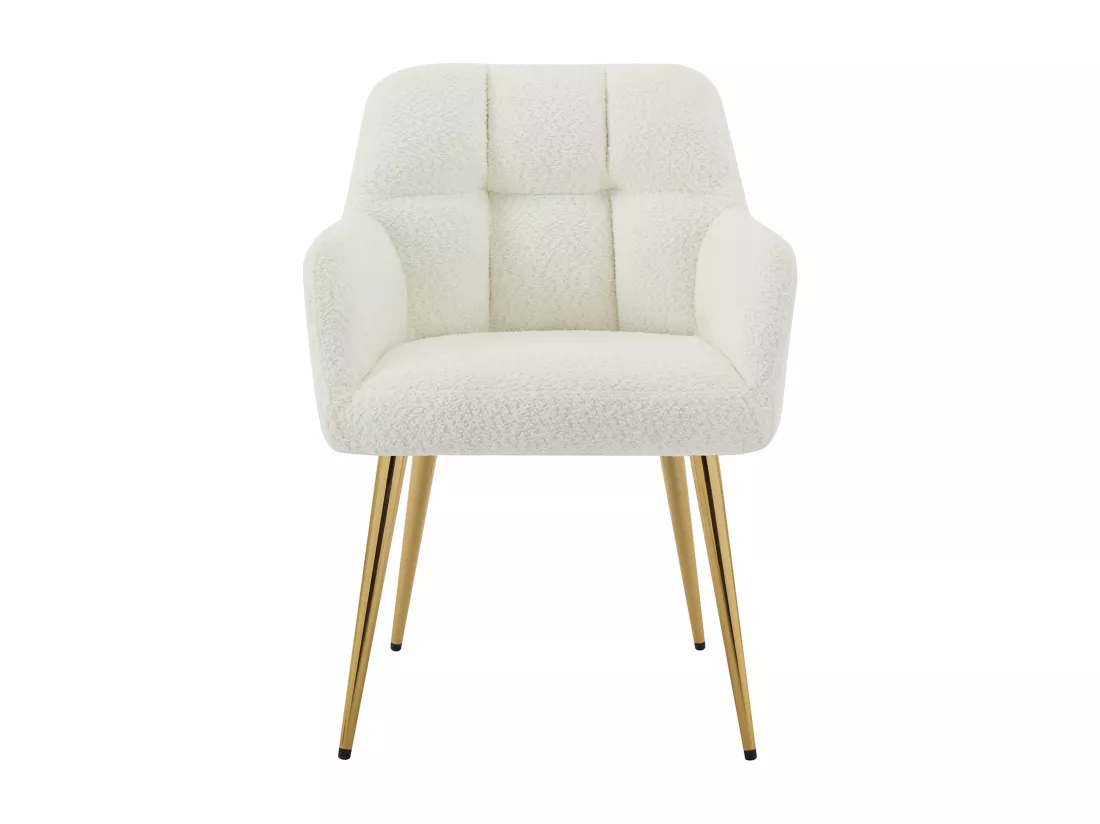Lot de 6 chaises avec accoudoirs - Tissu bouclette et métal doré - Blanc - PEGA de Pascal MORABITO
