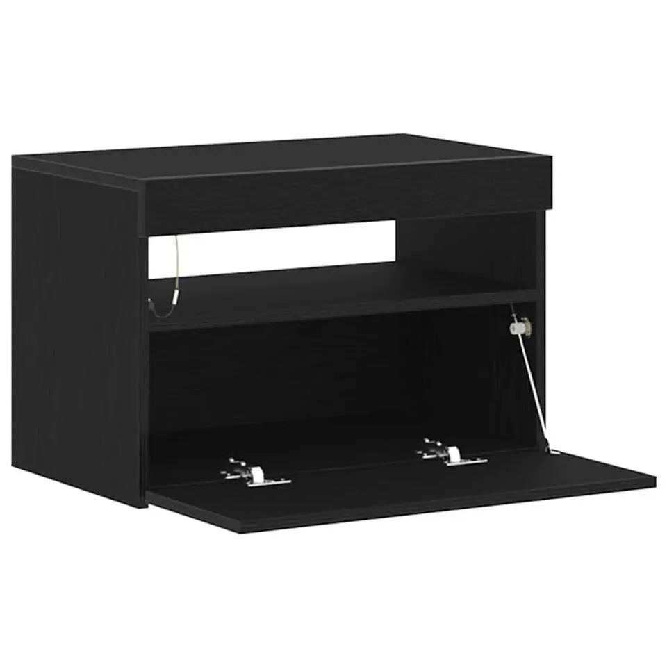 vidaXL - LED TV-meubel met deur - Zwart eiken - Hout - 60x35x40 cm
