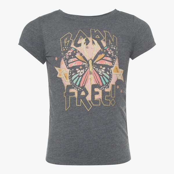 TwoDay meisjes T-shirt zwart met vlinderopdruk