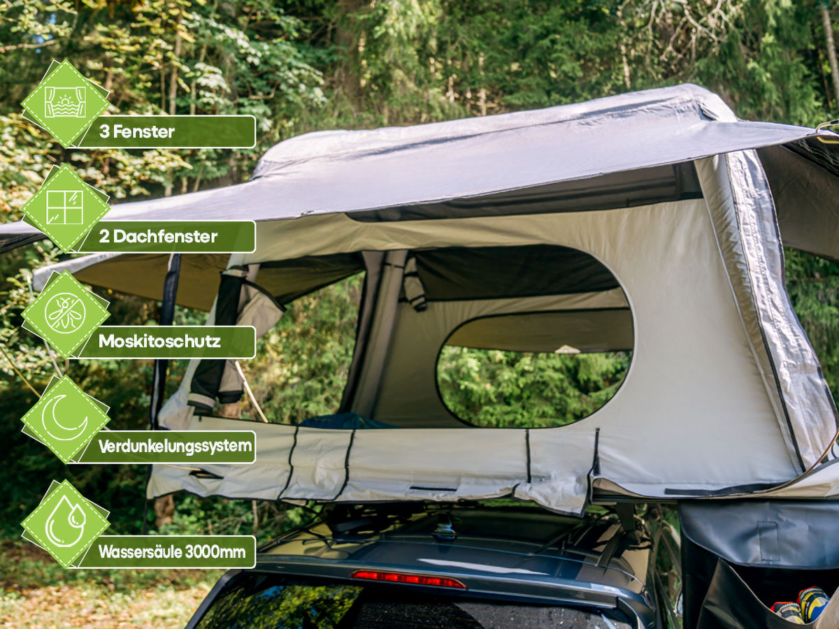 OutdoorU Sky 3 pers daktent incl. ladder & hoes - Green