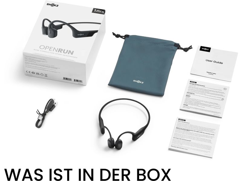 Shokz Bone Conduction Kopfhörer OpenRun Mini Schwarz Kompakte Knochenschall-Sport-Kopfhörer