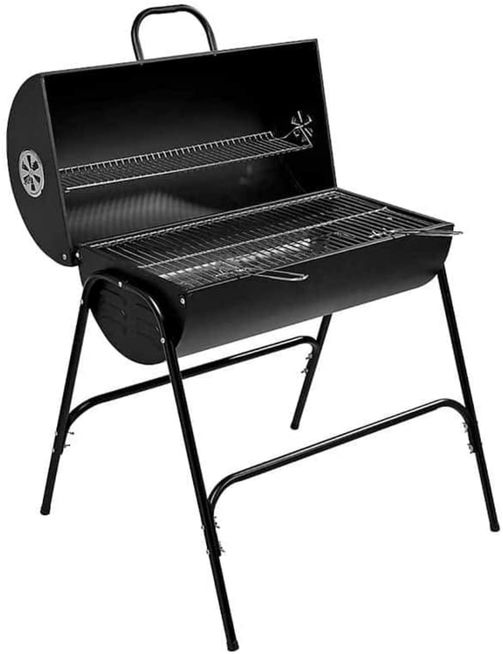 Barbecue au charbon de bois edm xl, noir. Matériau du cadre : acier inoxydable