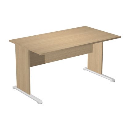 Bureau droit Trend - L140 - Pieds bois en L - plateau imitation chêne