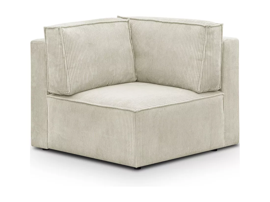 Module d'angle à gauche en velours côtelé beige - Harper Mod