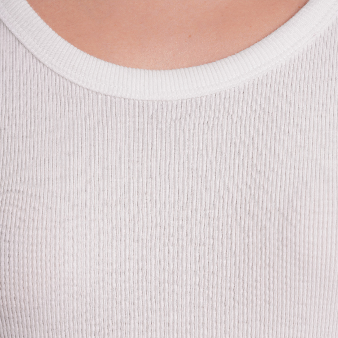 Gina Damen Top mit Ripp-Struktur weiss
