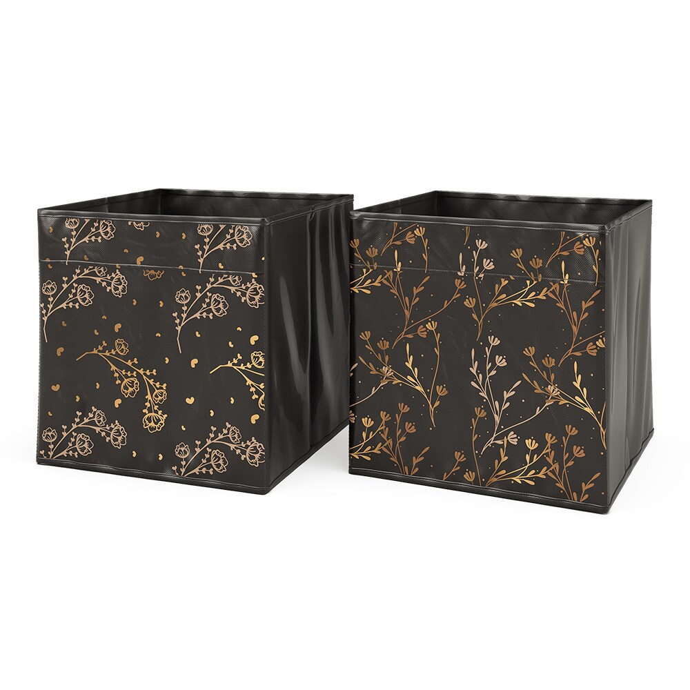 Vicco Faltbox Aufbewahrungsbox Regalbox Schwarz Gold Floral 2 Hartkarton Ablage