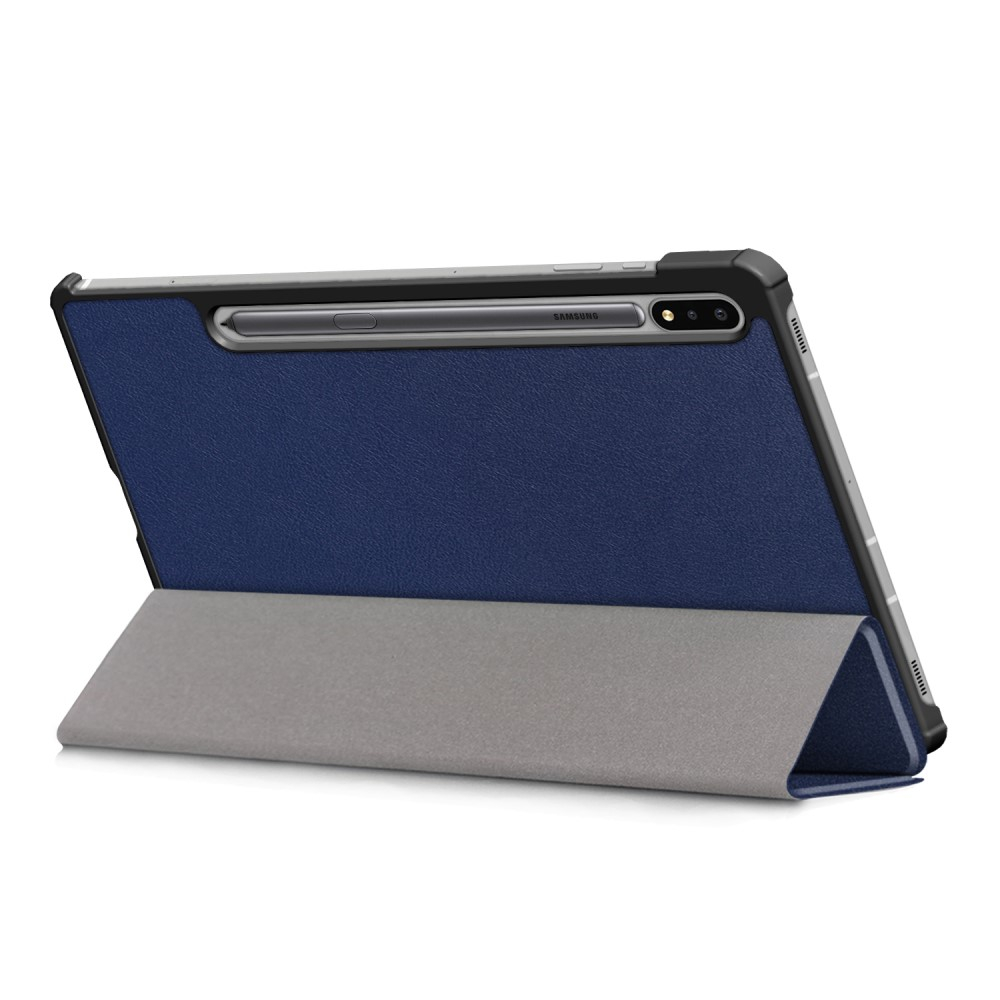 Samsung Galaxy Tab S8 / Tab S7 Leder Tasche Smart Case Hülle   S-Pen Halterung - Dunkelblau / Schwarz