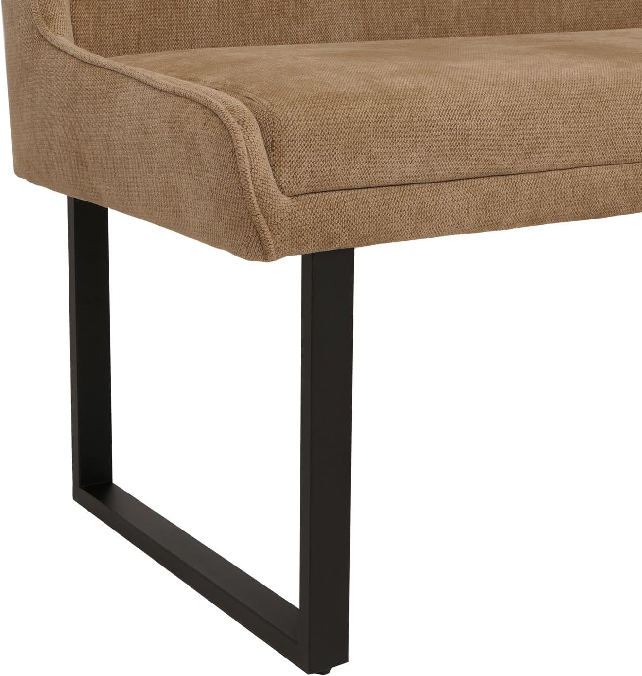 Mendler Eckbank HWC-O81, Esszimmerbank Bank, Öko-Tex (310g/m²) Chenille Stoff/Textil Metall 159x210cm - Hellbraun