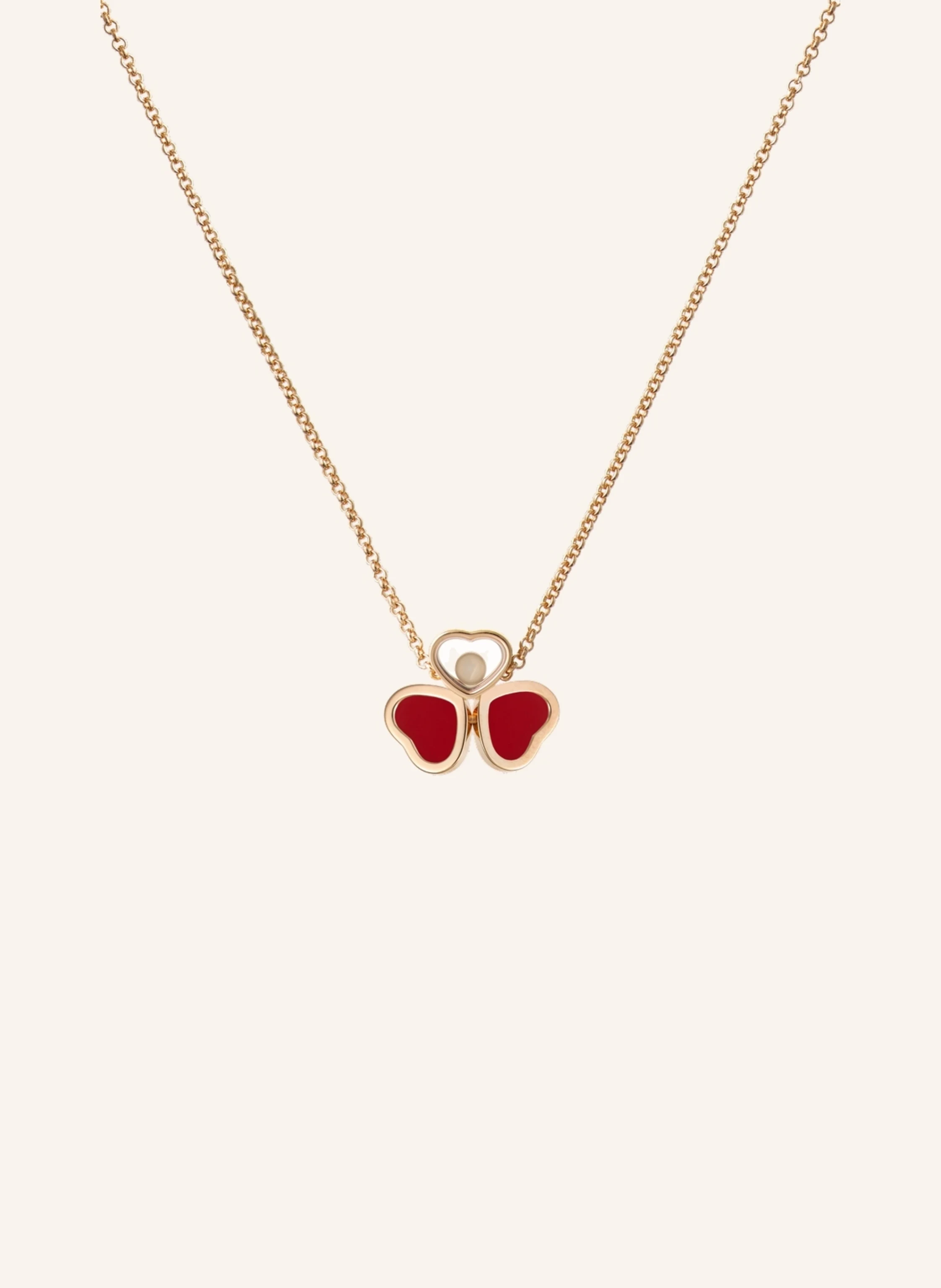 Chopard Halskette HAPPY HEARTS WINGS Halskette aus 18 Karat Roségold, Diamanten und roter Stein